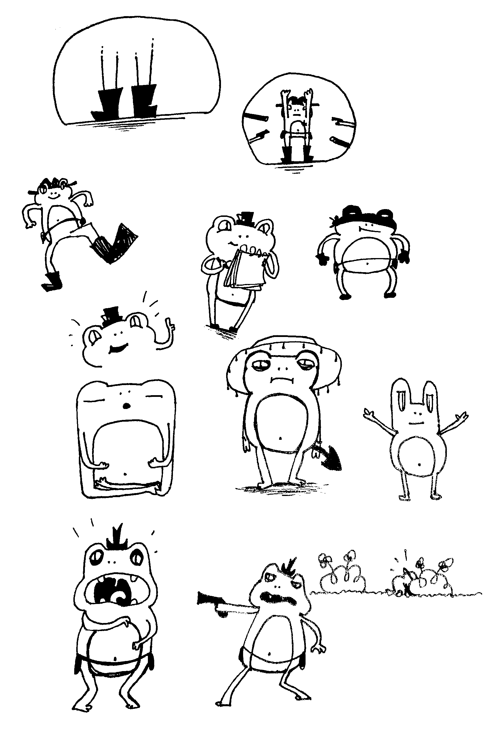 drawings of various cartoon toad characters