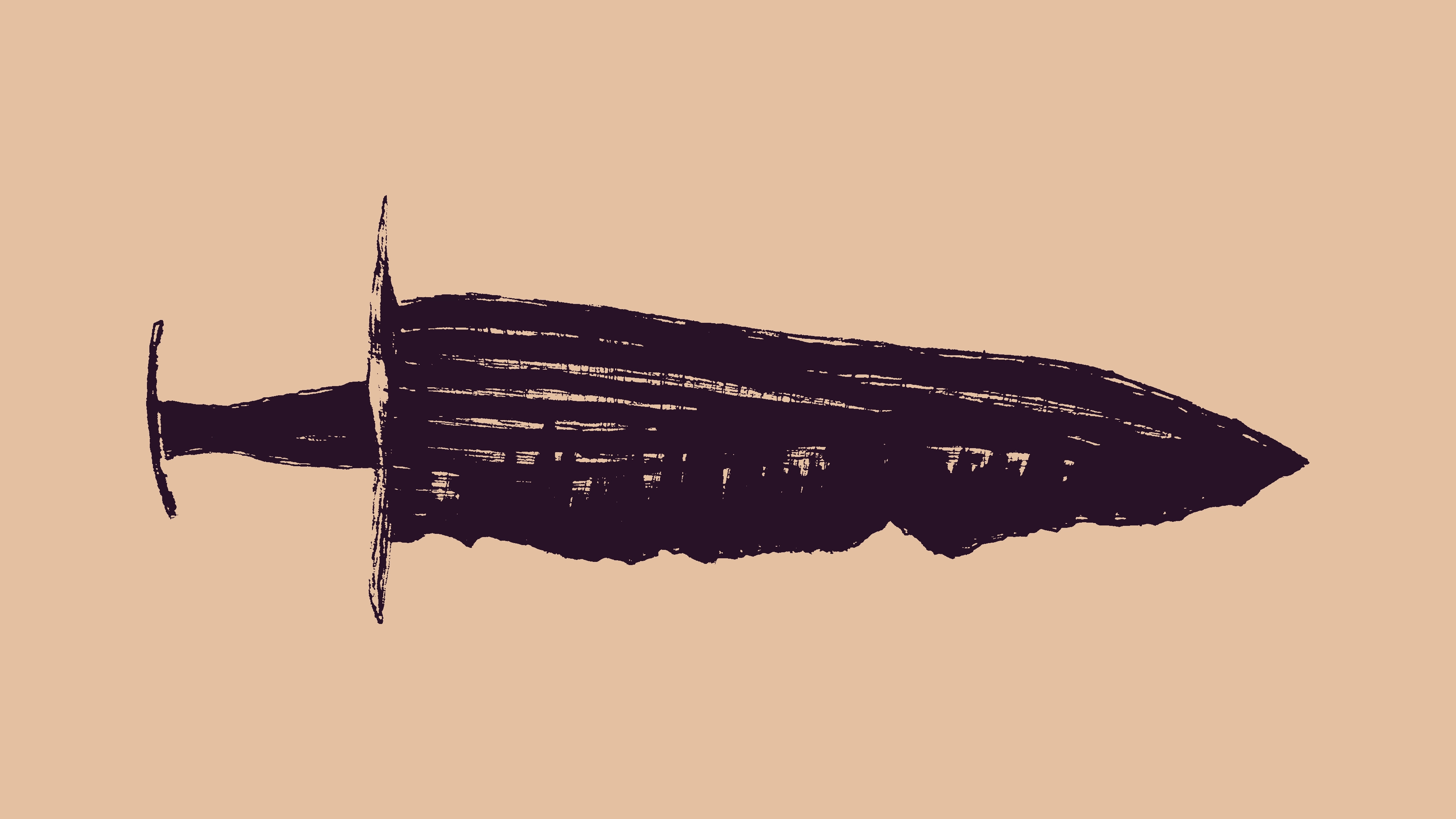 sketch of a thick dagger with a chipped blade