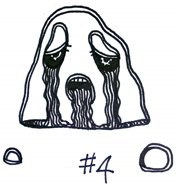 drawing of a slimy blob with a face with ooze pouring from its eyes and mouth