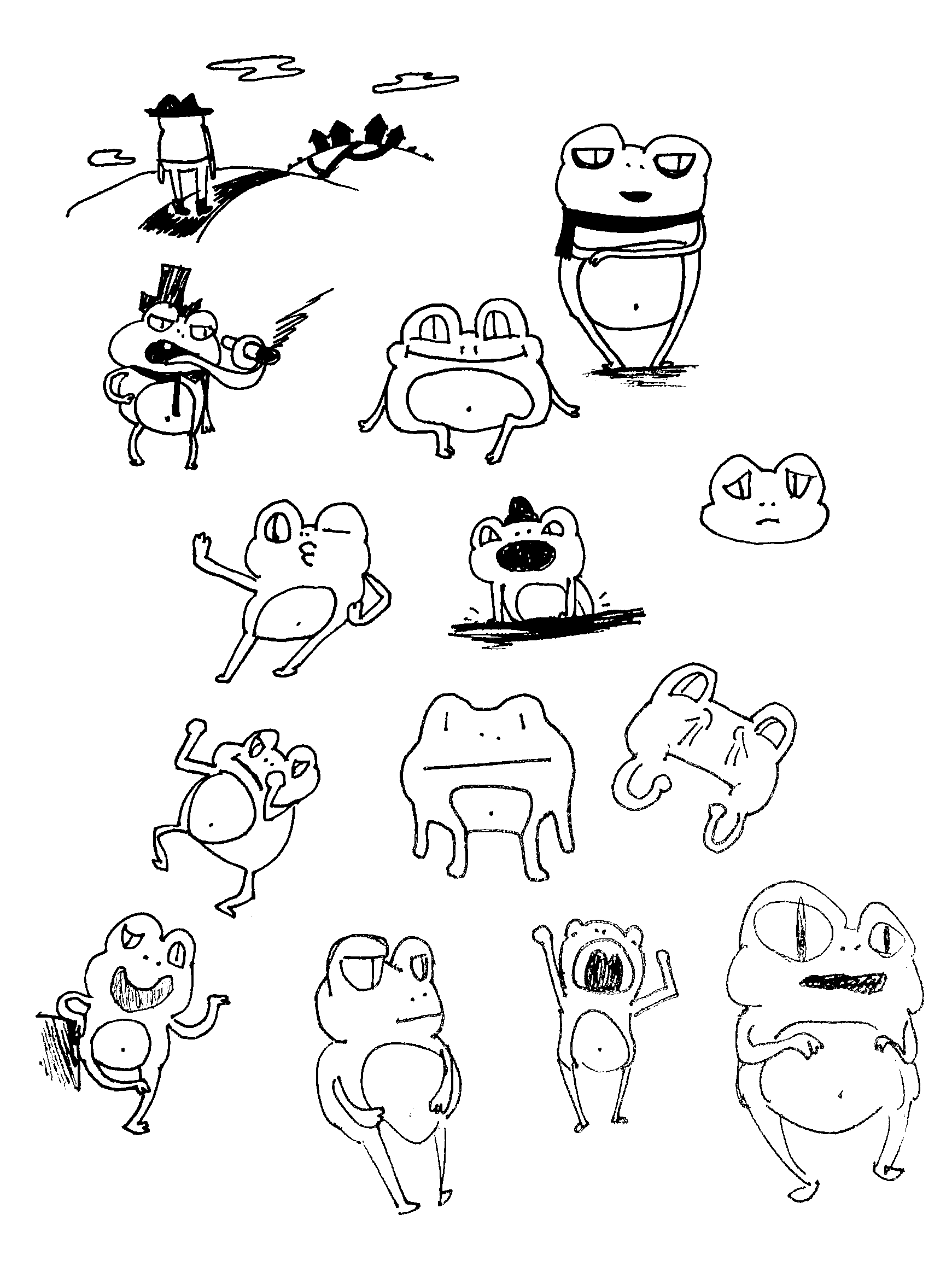 drawings of various cartoon toad characters