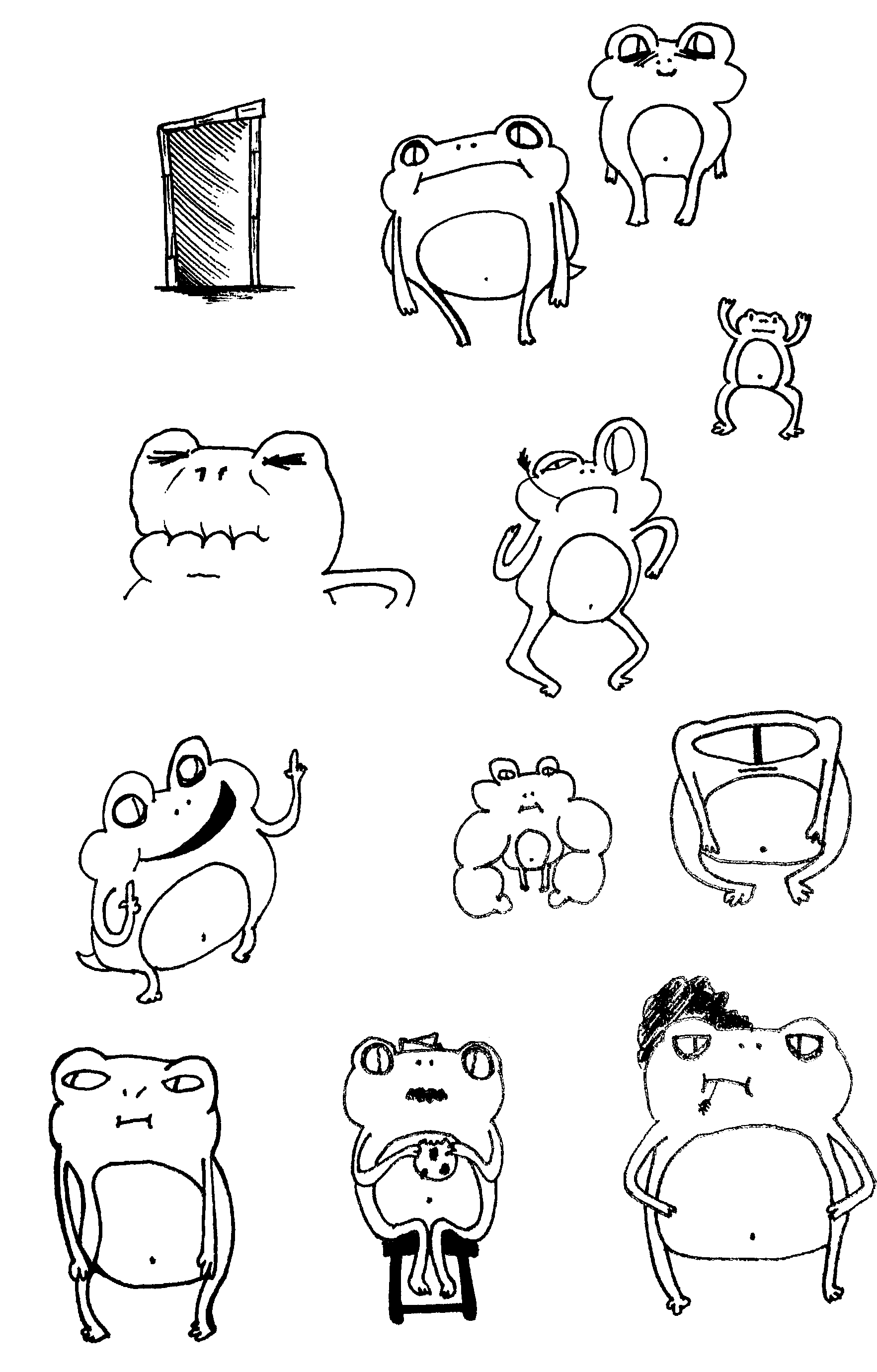 drawings of various cartoon toad characters