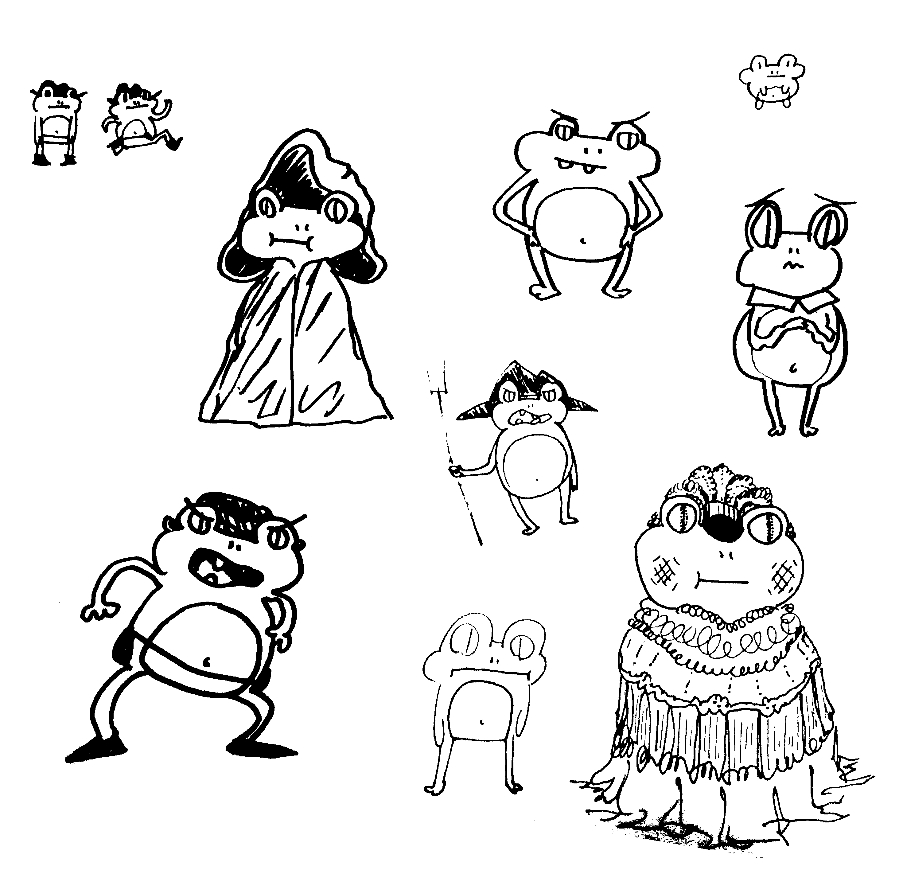 drawings of various cartoon toad characters