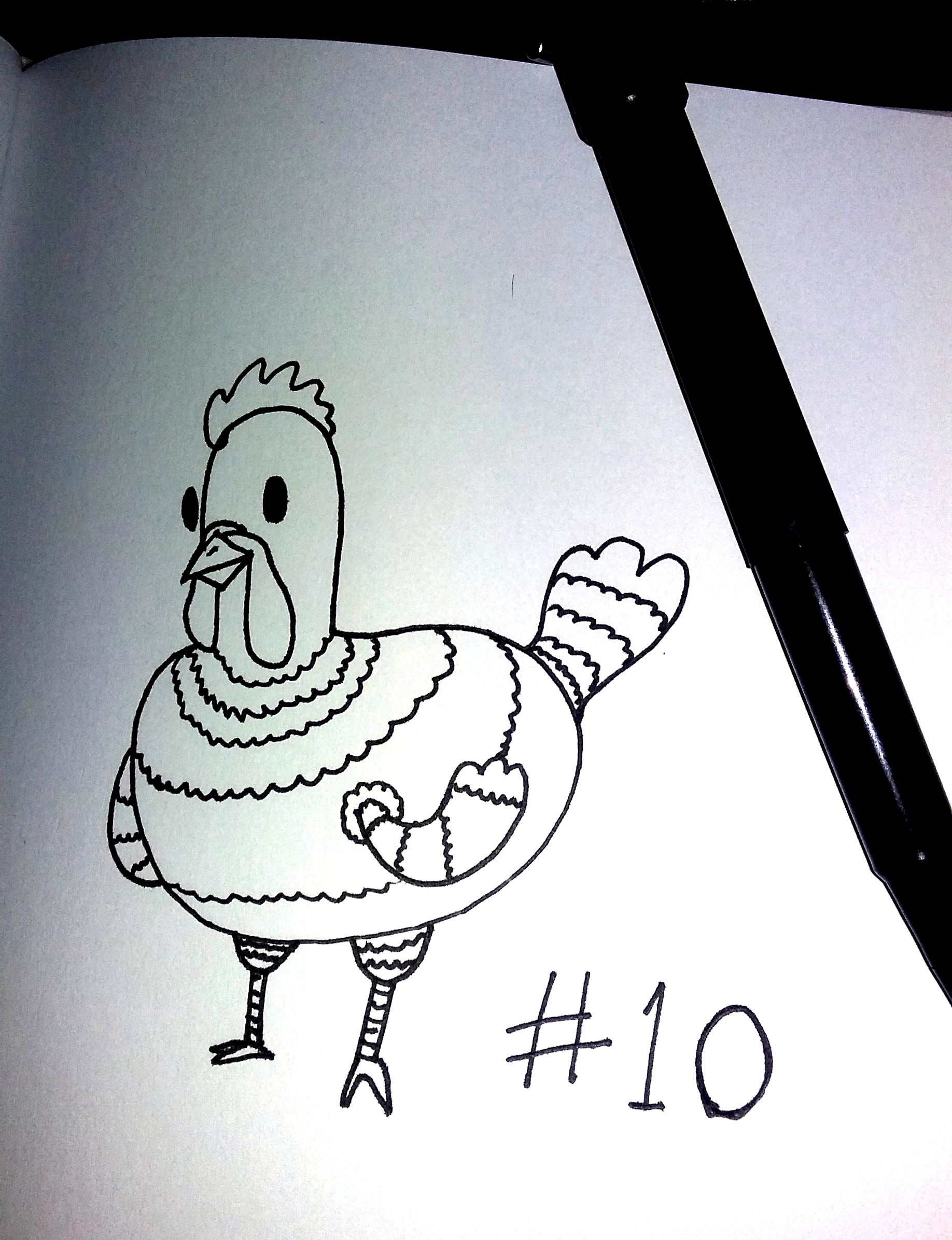 drawing of a cartoon hen