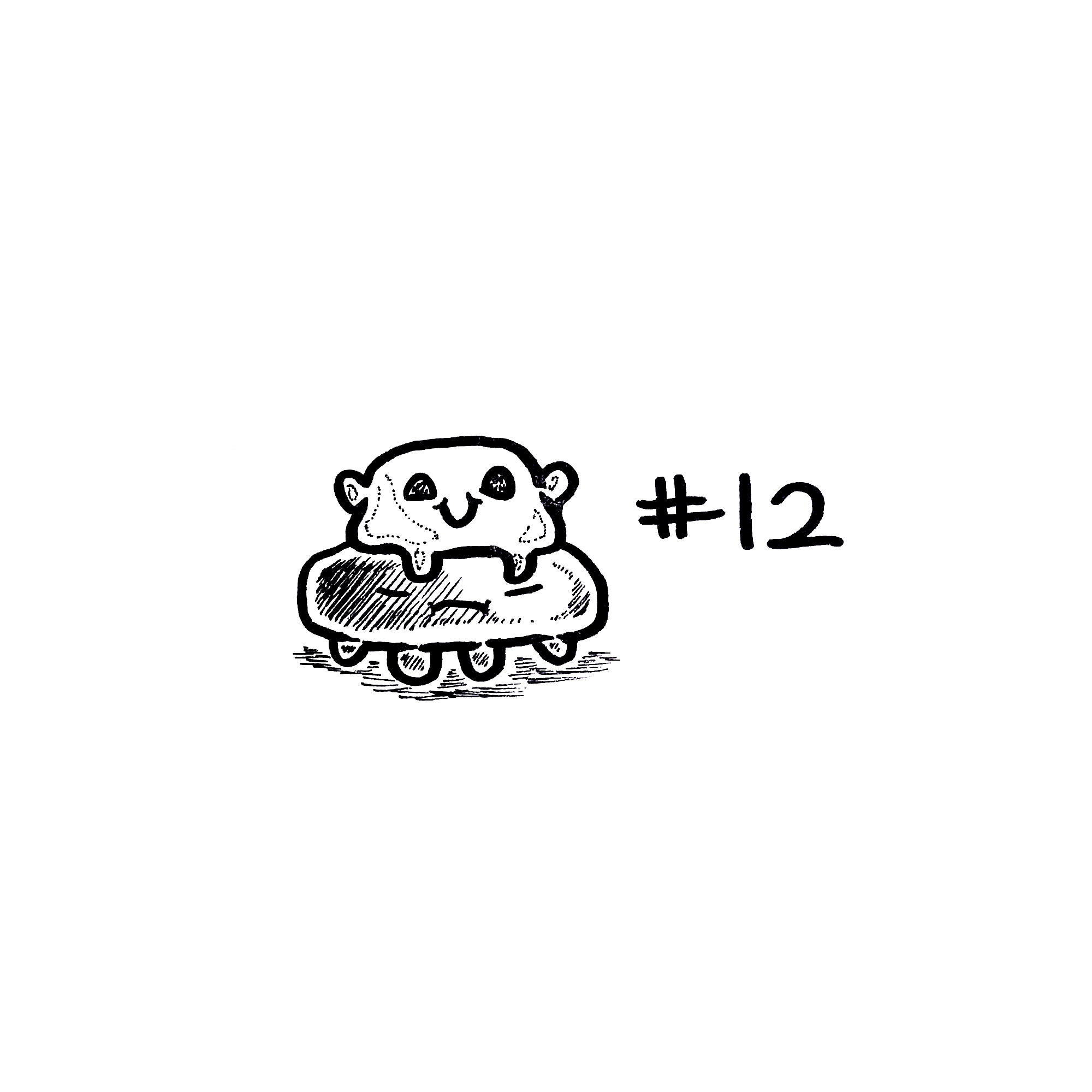 drawing of a tiny blob creature looking pleased while sitting on top of a slightly larger blob creature looking annoyed