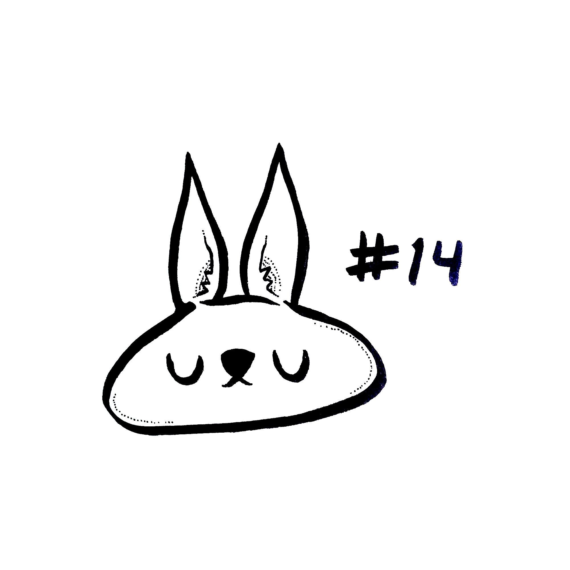 drawing of a peaceful sleeping bunny blob