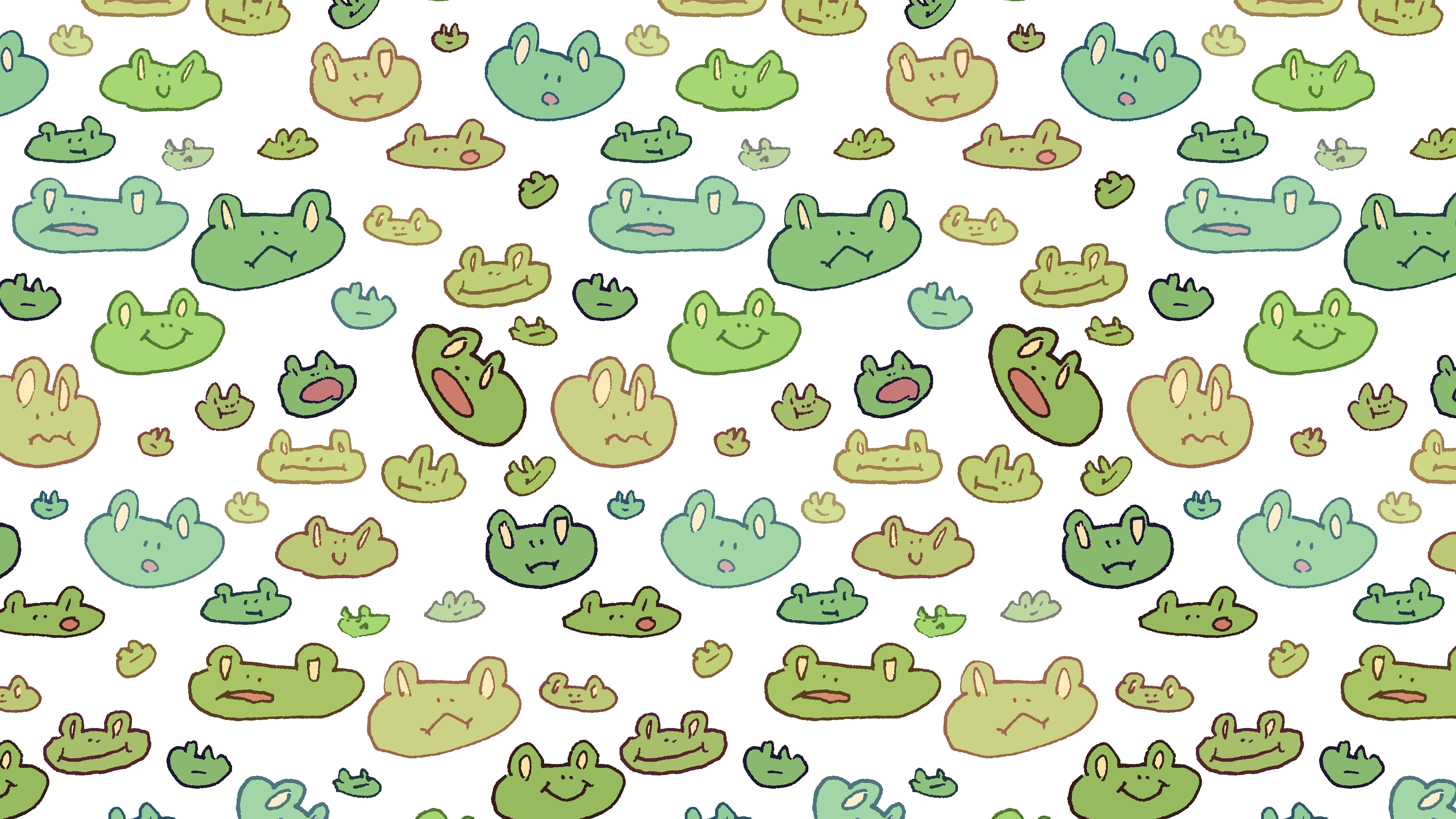 a tiling pattern of cartoon frog faces