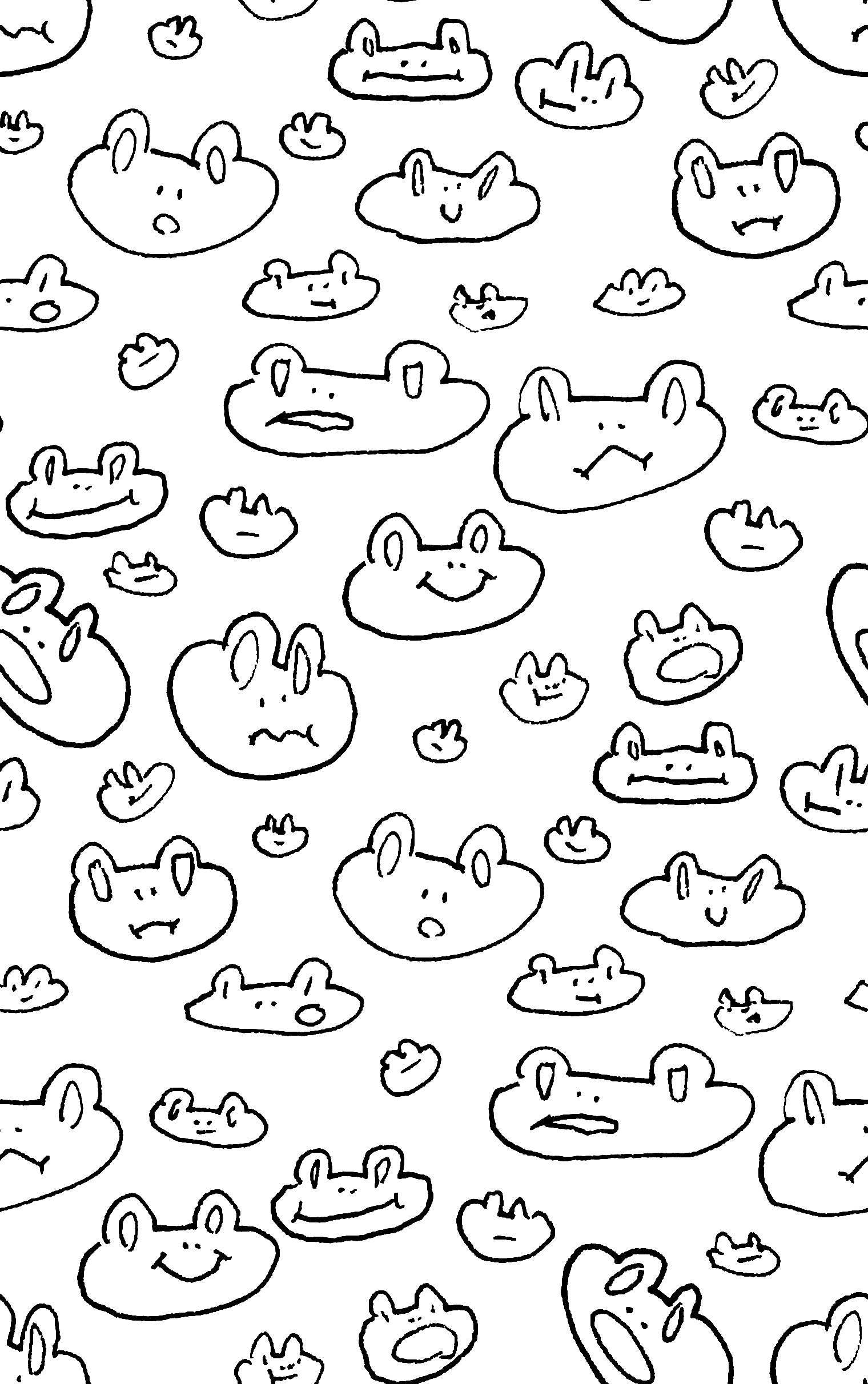 a tiling pattern of cartoon frog faces