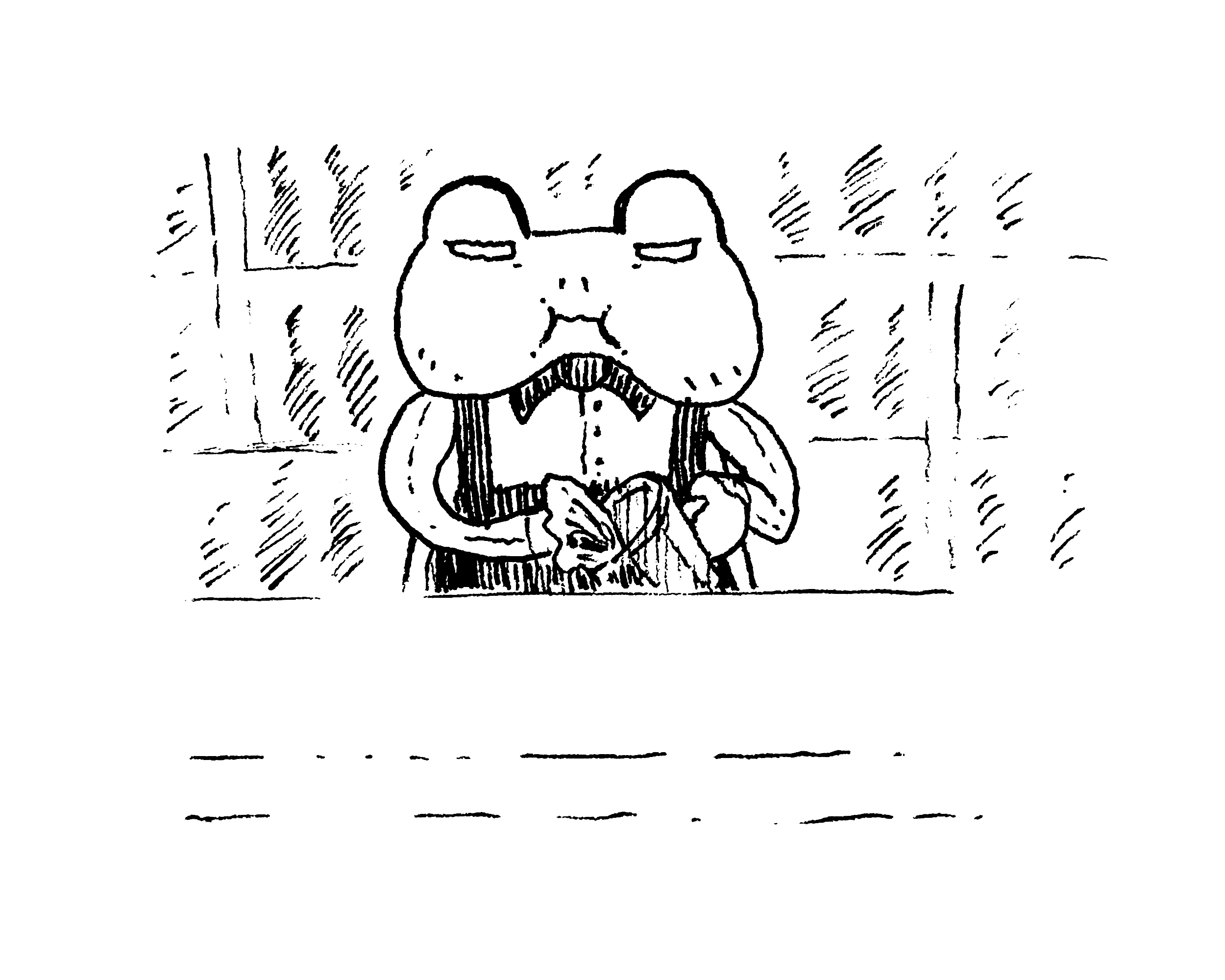 a frog bartender cleaning a glass