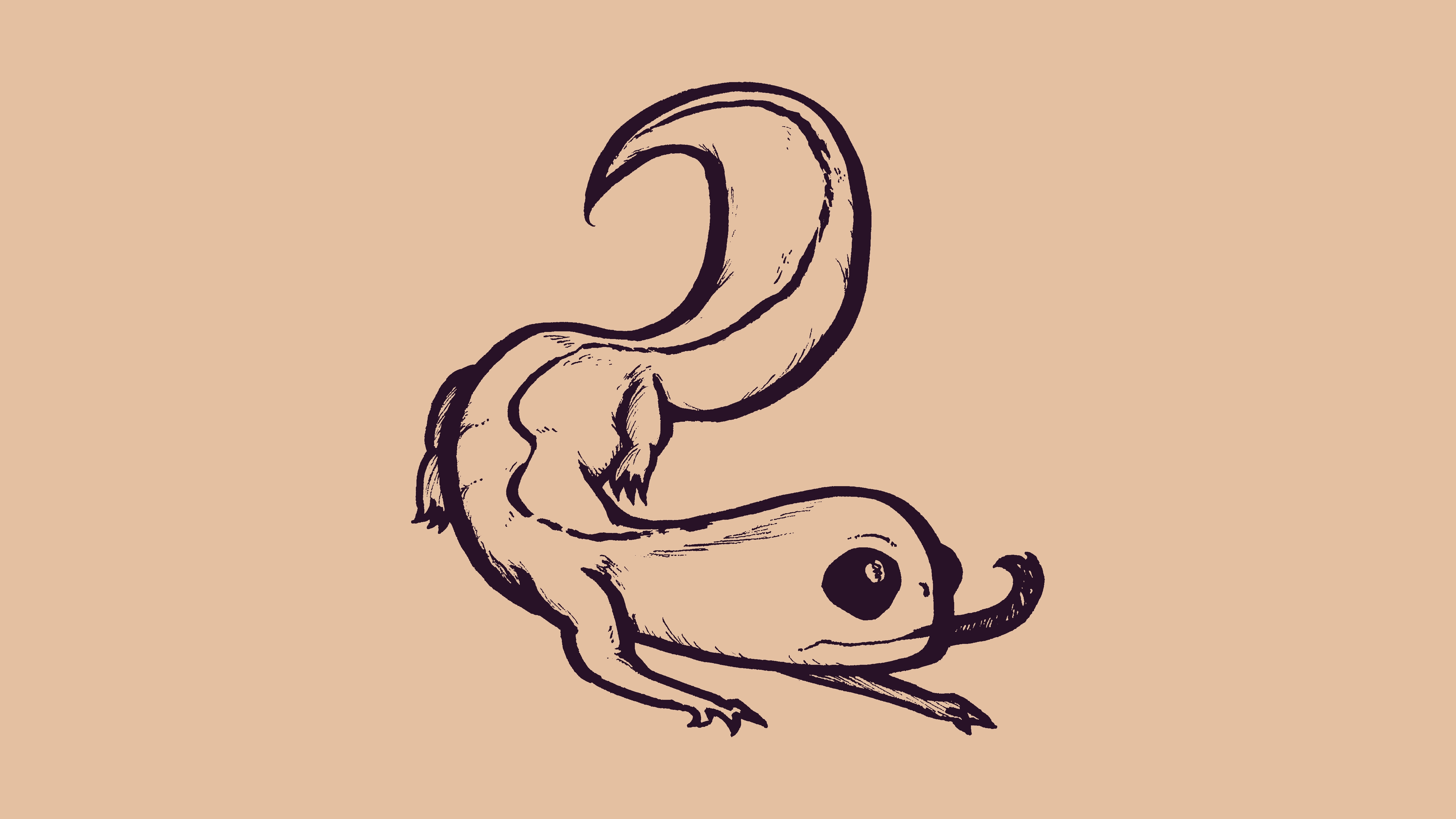 sketch of a cartoon salamander sticking its tongue out