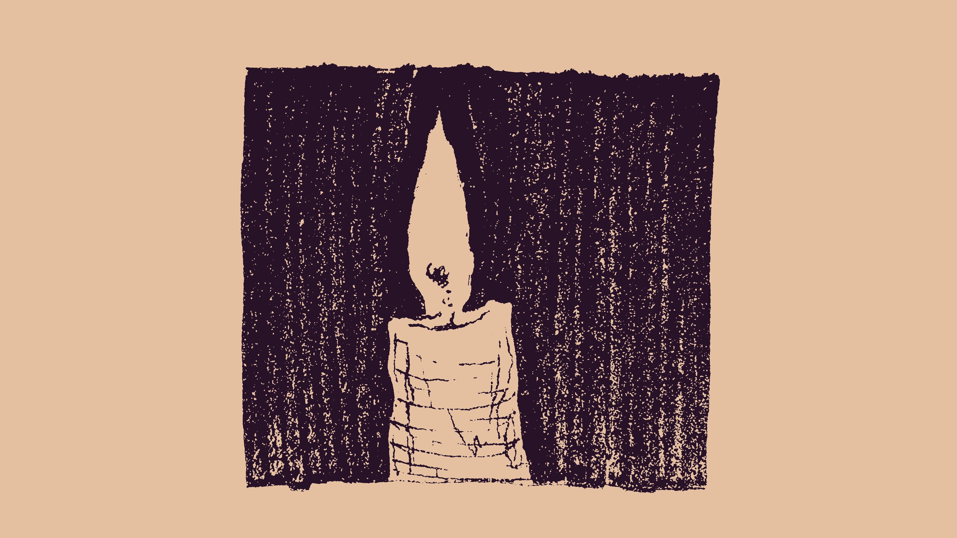 sketch + rough inkwash of a lit candle