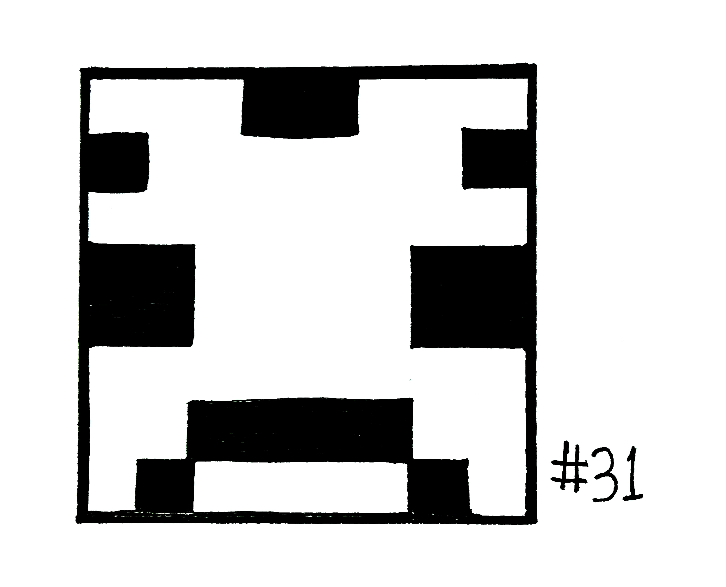 drawing of an abstract shape of 8x8 squares