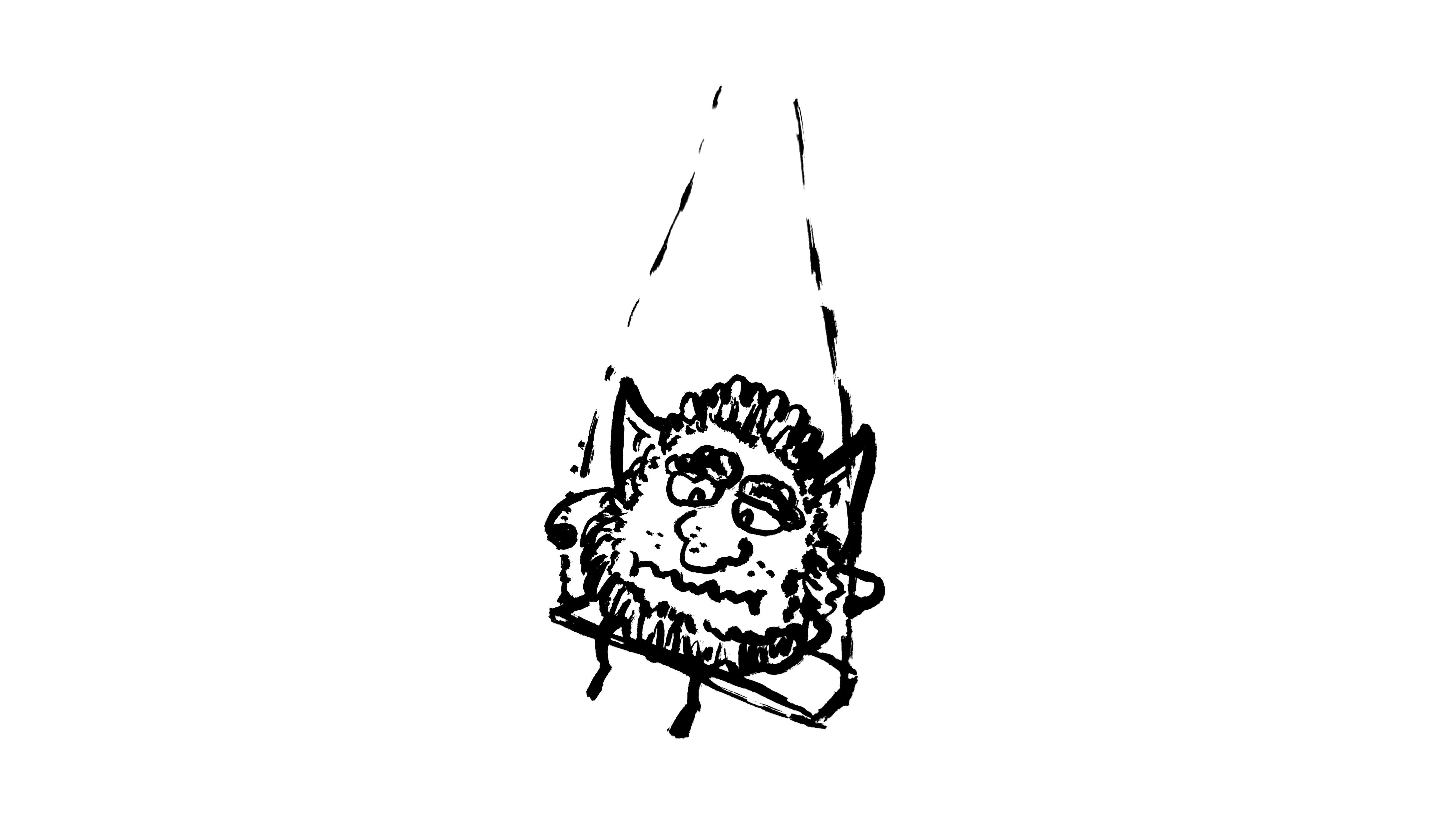 a drawing of a furry goblin sitting on a swing looking somewhat upset