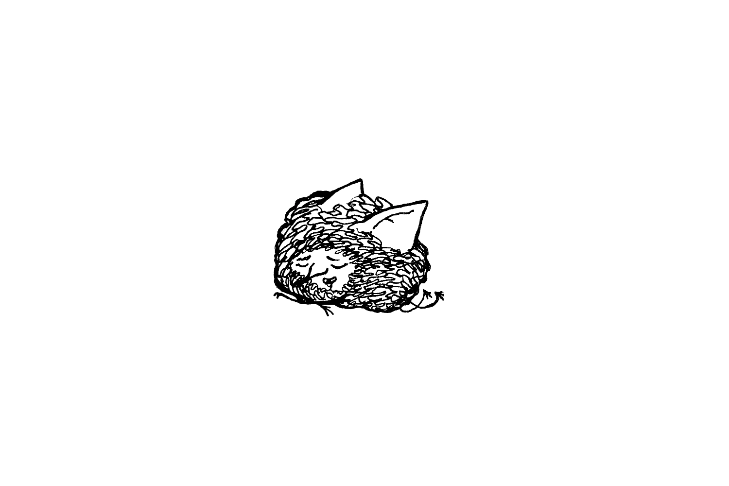 drawing of a little furry goblin curled up asleep