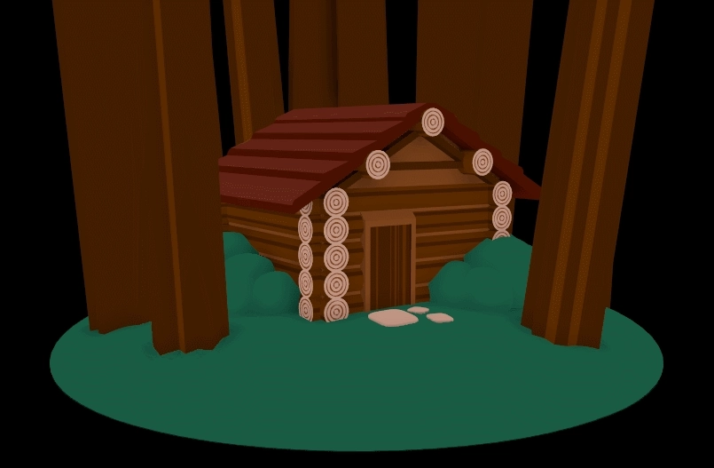 simple 3D model of a forest cabin