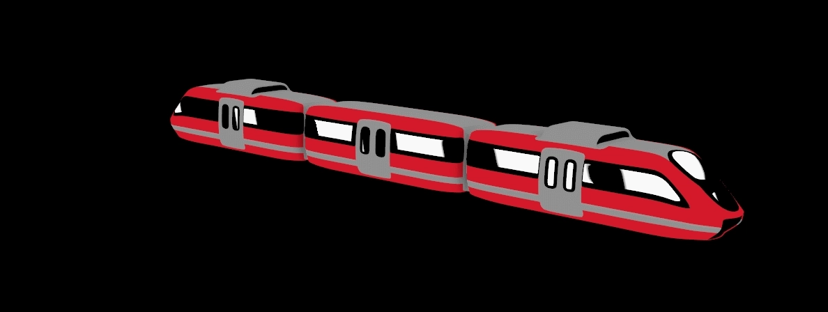 simple 3D model of an OC Transpo O-Train with three cars