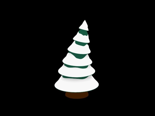 simple 3D model of a pine tree covered in snow
