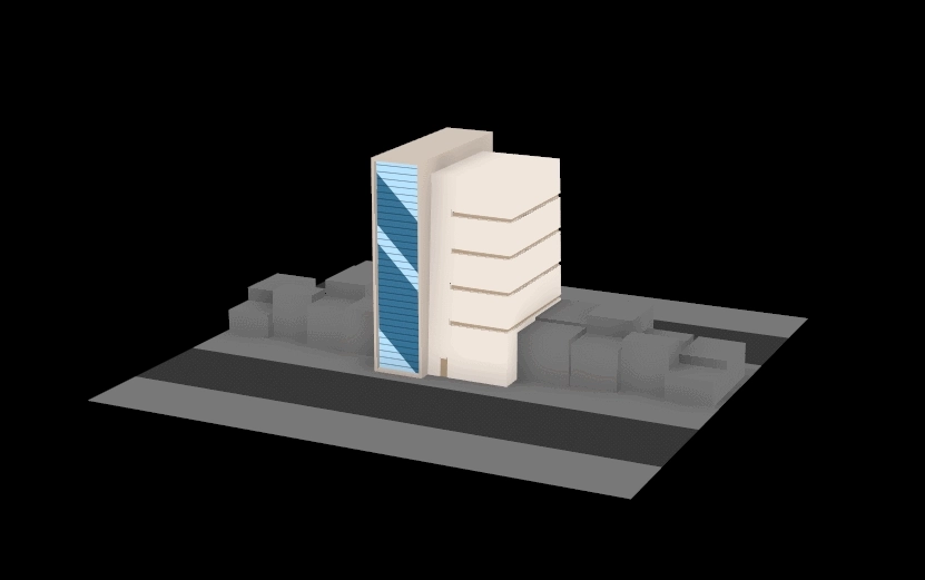 simple 3D model of a minimalist apartment building