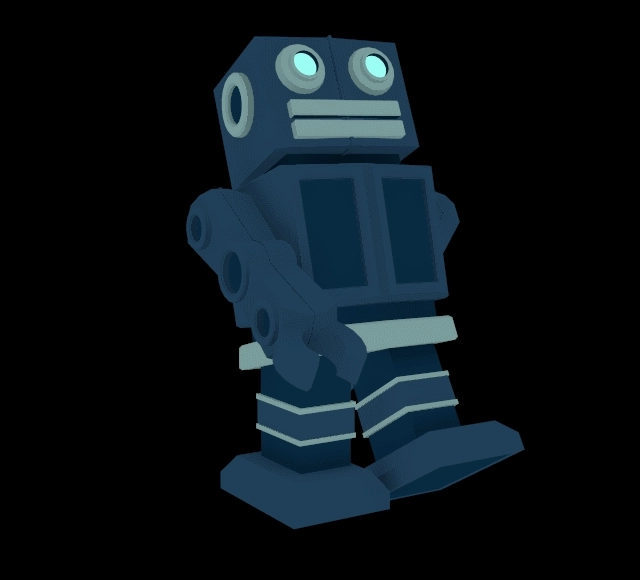simple 3D model of a boxy toy robot