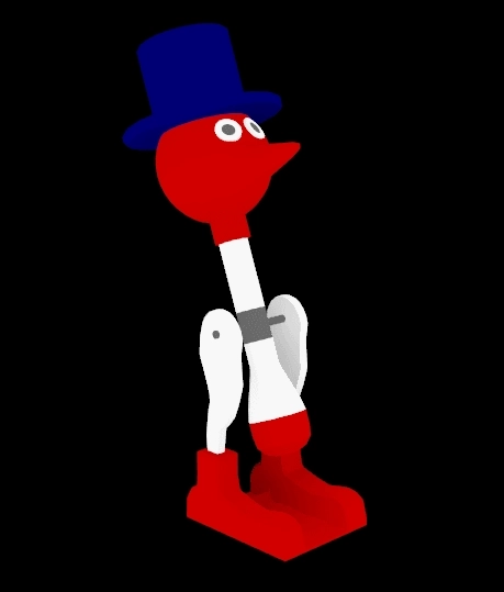 simple 3D model of a dipping bird desk toy